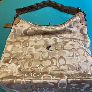 Coach Chelsea Hobo Signature Jacquard Shoulder Bag - Beige/Tan